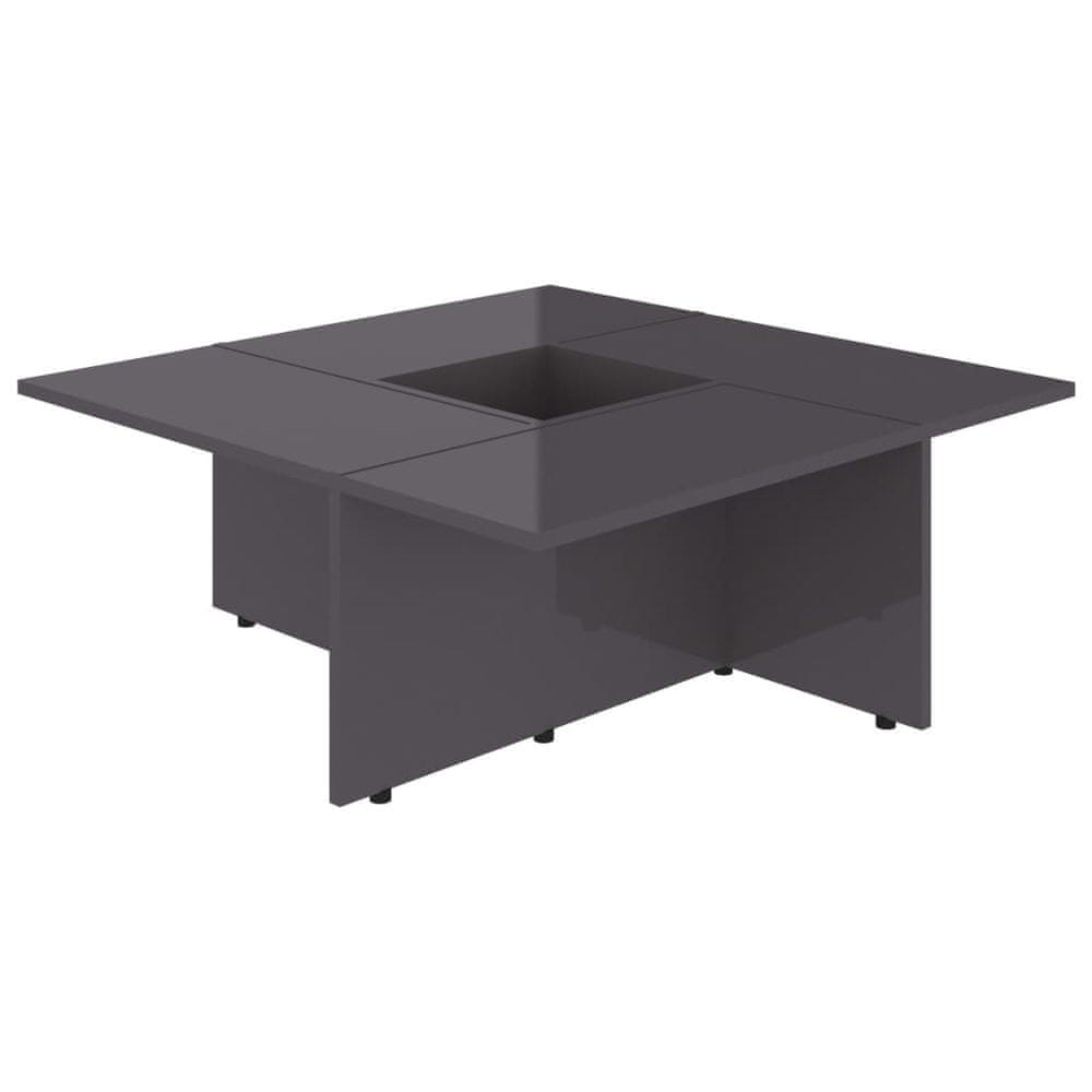 Vidaxl Konferenčný stolík lesklý sivý 79,5x79,5x30 cm drevotrieska